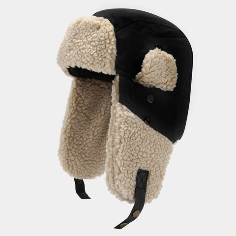 Colbacco Ushanka Invernale Berretto Da Aviatore Tela Finta Lana Di Agnello Caldo Antivento Paraorecchi Uomo Donna