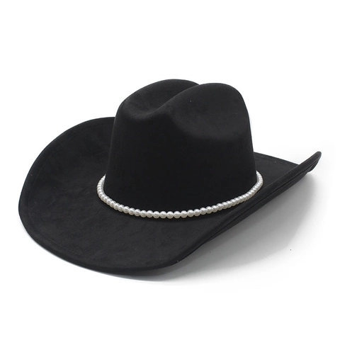 Westerse Cowboyhoed Kunstparel Suède Brede Rand Etnisch Retro Jazz Fedora Verstelbaar Buiten Feest Mode