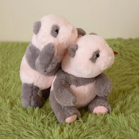 Simpatico Peluche Panda Animale Di Peluche Morbido Rosa Grigio Seduto Sdraiato Decorazione Regalo Per Bambini Piccoli