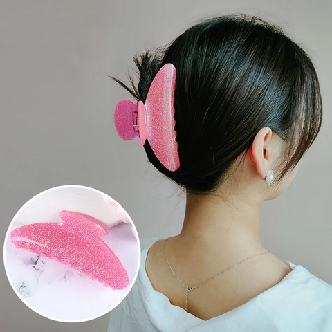 Large Hair Claw Clip Acrylic Shark Hairpin With Glitter Shimmer Elegant Colorful Hair Accessories For Women Chic Strong Hold