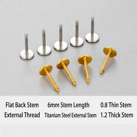 Titanium Staal Platte Achterkant Schroefdraad Labret Stud Vervanging Tragus Kraakbeen Piercing Accessoire Schroefstang