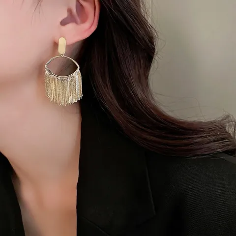 Statement Oval Quasten Ohrhänger Mit 925 Sterling Silber Ohrstecker Vergoldet Kupfer Nischendesign Damen