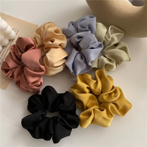Elegant Satin Hair Scrunchies Solid Color Elastic Hair Ties French Style Ponytail Holder Fashion Headwear For Women Girls