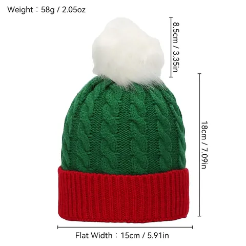 Kinderen Kerst Gebreide Muts Warm Dik Kabelpatroon Wintermuts Met Kunstbont Pompon Voor Peuters Jongens Meisjes Vakantie