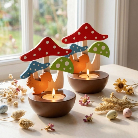 Mushroom Rabbit Squirrel Silicone Molds DIY Forest Theme Candle Holder Casting Resin Plaster Crafts Desktop Ornament