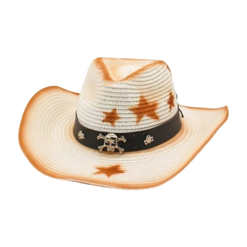 Δυτικό Cowboy Ψάθινο Καπέλο Με Αστέρια Φαρδύ Γείσο Αντηλιακή Προστασία Καλοκαιρινή Παραλία Με Δερμάτινη Ζώνη Και Σχοινί