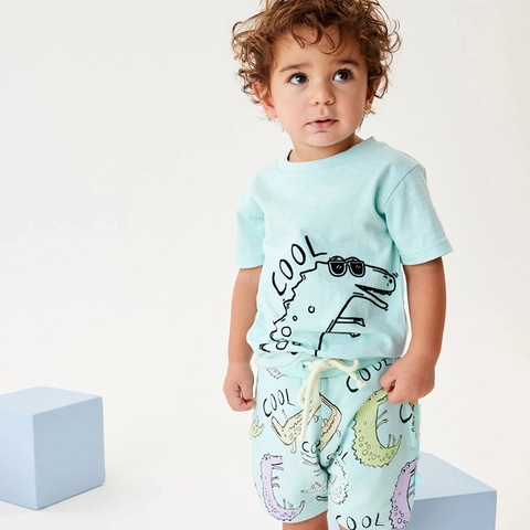 Completo Da Bambino In Cotone Con Maglietta E Pantaloncini Stampa Dinosauro Cool Vestiti Estivi Casual A Maniche Corte
