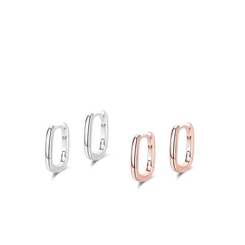 Orecchini A Cerchio Huggie In Argento Sterling 925 Geometrici Minimalisti A Forma Di U Ovali Lucidi Per Donna