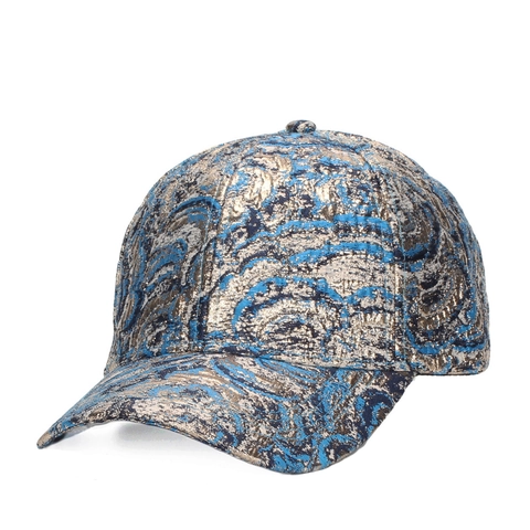 Gorra De Béisbol Moda Jacquard Metálico Patrón Ondas Paisley Sombrero Sol Transpirable Hebilla Ajustable Vintage Unisex