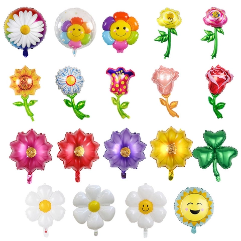 Flower Shape Aluminum Foil Balloon Daisy Sunflower Rose For Wedding Party Decoration Valentine Day Gift Accessory