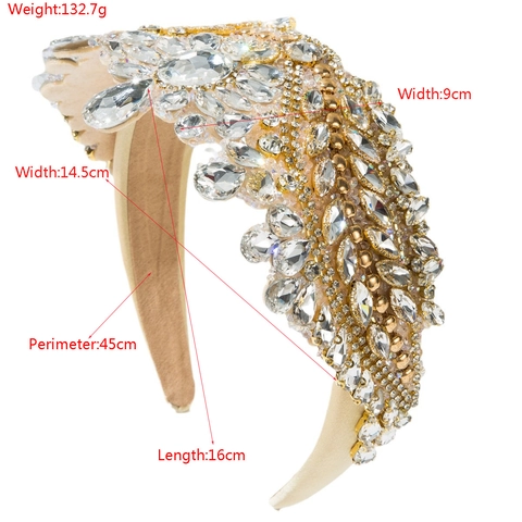 Diadema Tiara Barroca Diamantes Imitación Lujo Cristal Brillante Perla Artificial Acolchado Aro Pelo Boda Accesorios Mujer