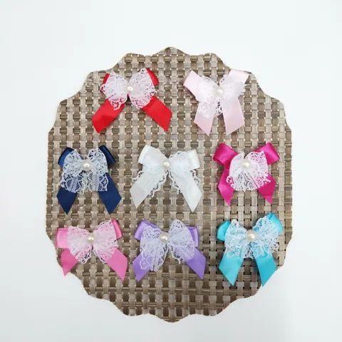 Nœuds En Ruban De Satin Et Dentelle Faits À La Main Avec Accessoires Décoratifs En Künstliche Perles Pour Couture De Poupée Cheveux