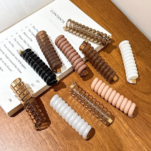 Spiral Phone Cord Hair Ties High Elasticity Resin Non Marking Ponytail Hair Clips Minimalist For Women Girls