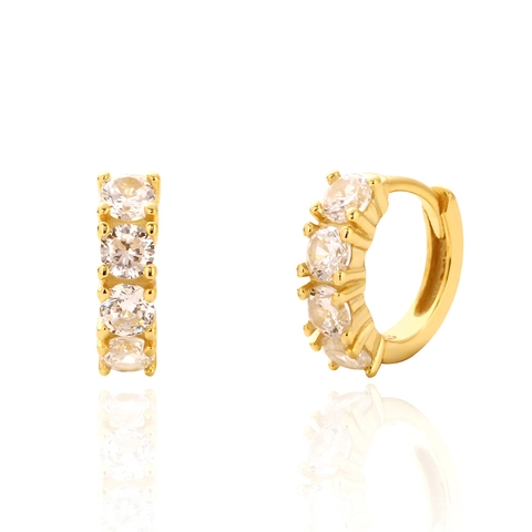 Orecchini Huggie Hoop in Argento Sterling 925 Con Strass per Donna Gioielli per Orecchini Pendolari Con Fibbia Geometrica Piccola