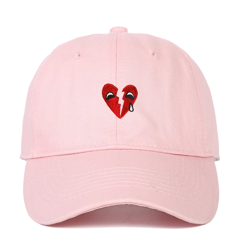 Cappellino Da Baseball In Cotone Con Ricamo Cuore Infranto Regolabile Visiera Parasole All Aperto Hip Hop Streetwear
