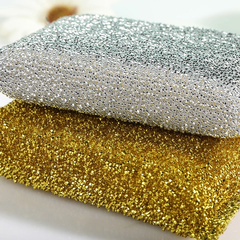 Esponja Lavavajillas De Malla Metálica Estropajo Alta Elasticidad Eliminación Aceite Limpieza Cocina Olla Sartén Oro Plata