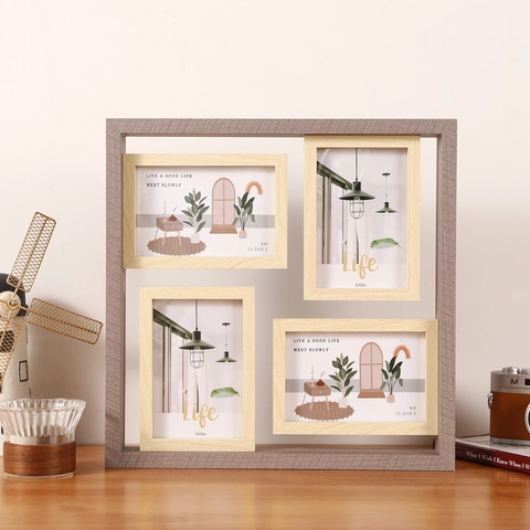 Mehrfach Collage Fotorahmen MDF Holz Desktop Wandmontage Modern Minimalistisch Deko