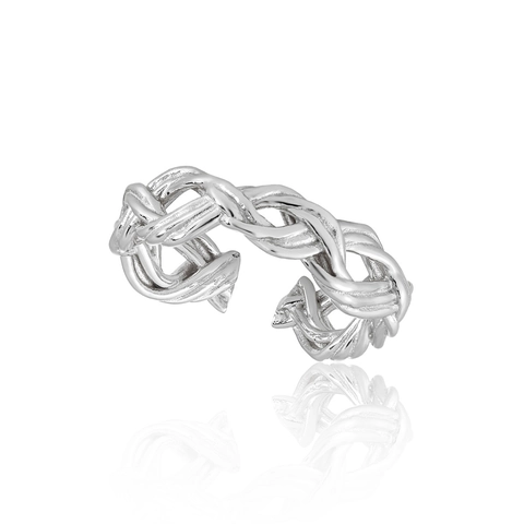 925 Sterlingsilber Gedreht Geflochten Offener Ring Für Damen Verstellbar Minimalistisch Gewebtes Seil Design Personalisierter Mode Schmuck