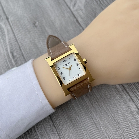 Women Quartz Watch Fashion Square H-Shaped Alloy Case Leather Strap Elegant Analog Wristwatch Retro Style Ladies Accessory