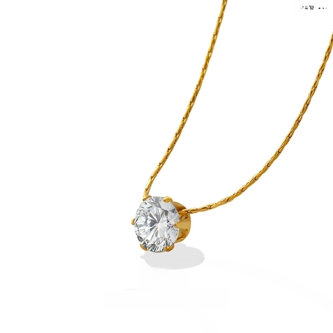 Collana Con Pendente In Zircone Tondo Minimalista In Acciaio Al Titanio Elegante Catena Da Clavicole Per Donna
