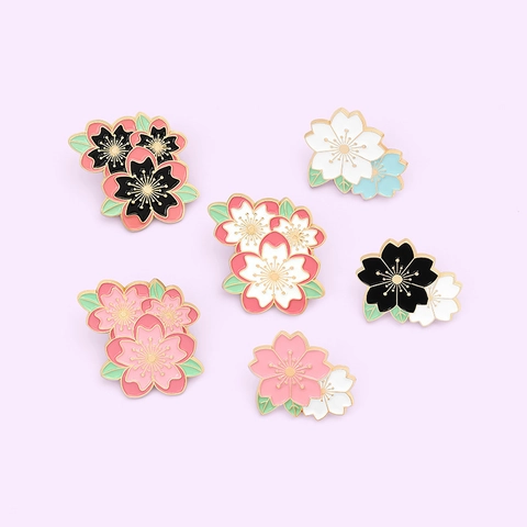 Cute Sakura Enamel Brooch Pin Alloy Cherry Blossom Flower Badge For Clothing Bag Decoration Japanese Style Jewelry