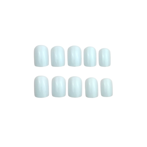 Unghie Finte Quadrate Corte Azzurro Lucido Colore Solido Unghie Artificiali Manicure Quotidiana