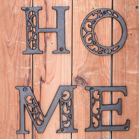 Vintage Gusseisen Alphabet Buchstaben Und Zahlen Hohlmuster Industrielle Wanddekoration Türschild DIY Haus Cafe