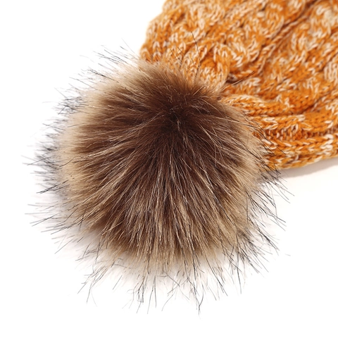 Kids Winter Warm Hat Scarf And Gloves Acrylic Knit Fleece Lined With Faux Fur Pom Pom For Boys And Girls