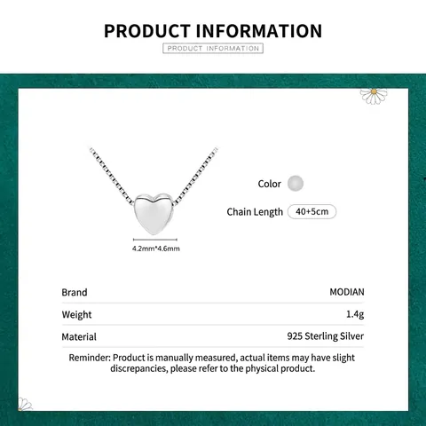 Heart Pendant Necklace 925 Sterling Silver Minimalist Polished Box Chain Small Elegant Jewelry For Women Girls
