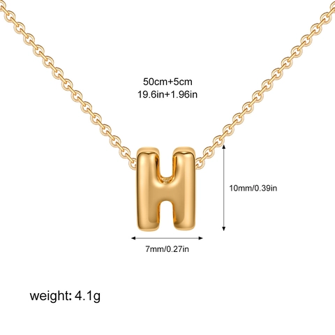 Collana Con Pendente Lettera Iniziale Puffy Bubble Acciaio Inossidabile Placcato Oro Gioielli Di Moda Per Donna Alfabeto