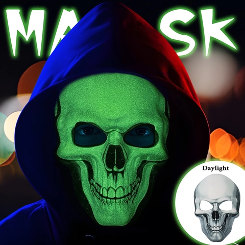 Halloween Skull Mask Glow In The Dark Horror Fluorescent Eva Headgear For Cosplay Party Masquerade Prop
