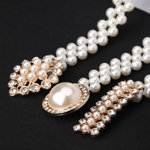 Catena Da Vita In Künstliche Perle Da Donna Cintura Decorativa Con Strass Elastica Multistrato Imitazione Perla Artificial Per Abito Moda