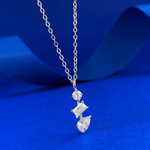 Collier Pendentif Irrégulier en Argent Sterling 925 pour Femme Chaîne de Clavicule Géométrique Incrustée de Strass Bijoux Minimalistes