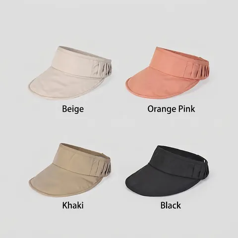 Women Empty Top Sun Hat Cotton Polyester Foldable UV Protection Shapeable Wide Brim Adjustable Visor Japanese Minimalist