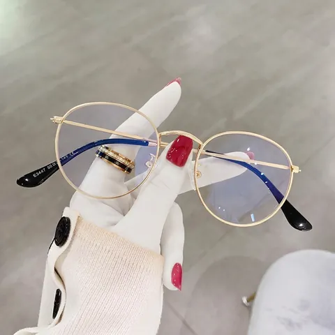 Lunettes Anti-Lumière Bleue À Monture Métallique Ronde Rétro Lunettes Optiques Pour Hommes Et Femmes Style Vintage
