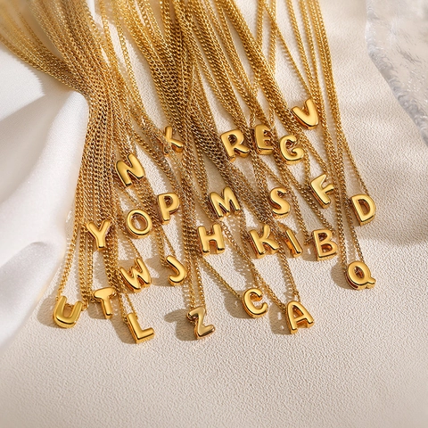Fashion Copper Gold Plated 3D Bubble Letter Pendant Necklace For Women Trendy Initial Name O-Chain Choker Jewelry Gift