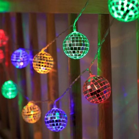 Disco Ball LED String Lights Mirror Mosaic Reflective Decorative Lamps For Party Christmas Wedding Home Room Decor
