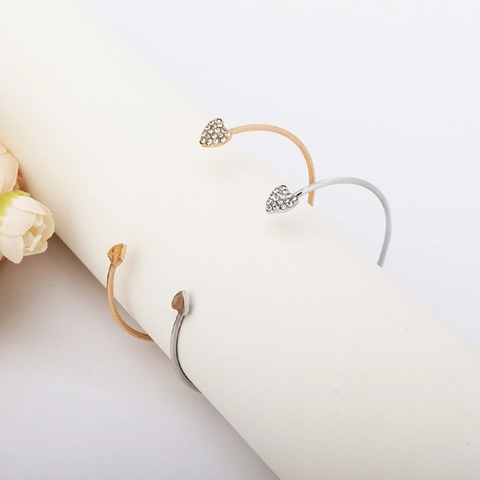 Strass Herz Manschetten Armband Legierung Verstellbar Vergoldet Offener Armreif Koreanischer Stil Mode Schmuck Für Damen