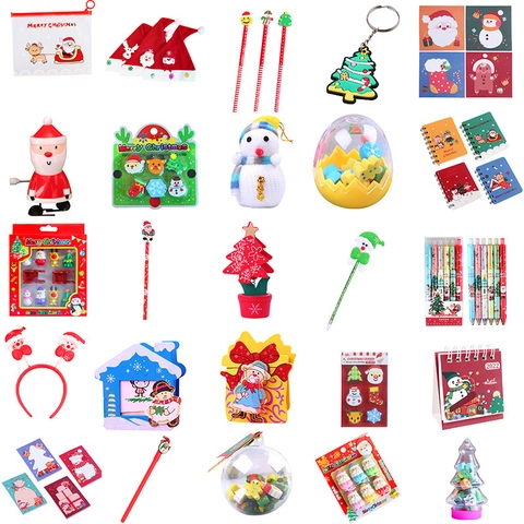 Christmas Stationery Notebook Pencil Eraser Ruler Sharpener Crayon Santa Reindeer Design Festive Classroom Prize Favor