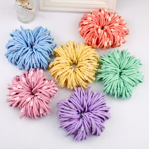 Kids Hair Ties Candy Color Macaron High Elastic Polyester Non Damaging Ponytail Holders For Toddlers Baby Girls