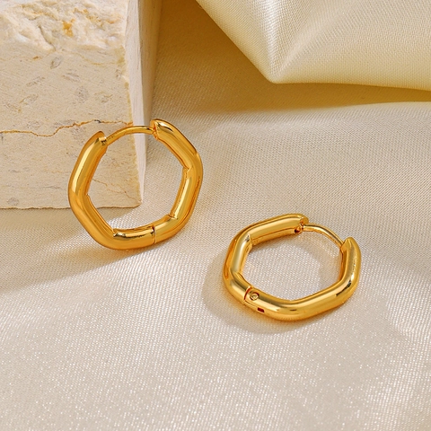 Orecchini A Cerchio Esagonali In Acciaio Inossidabile Placcato Oro Gioielli Di Moda Geometrici Minimalisti Da Donna