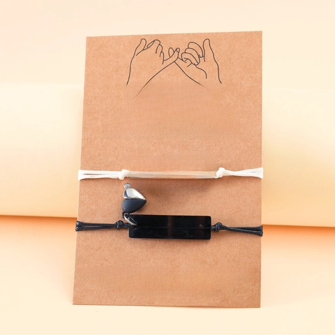 Bracciale Coppia Cuore Magnetico in Acciaio Inossidabile Corda Intrecciata a Mano Regolabile Infinito Lettera Incisa Amore Gioielli Uomo Donna Regalo San Valentino