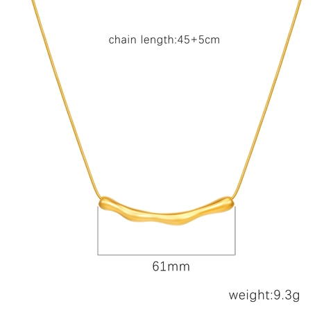 Collar Con Colgante De Acero Inoxidable Minimalista Para Mujer Diseño De Tira Ondulada Irregular Moda Estilo Coreano