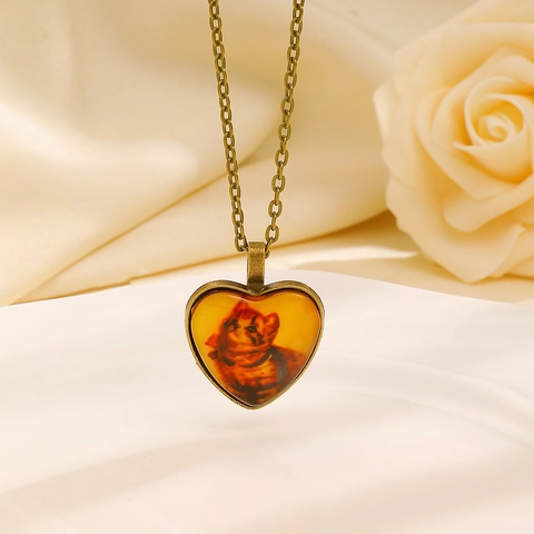 Vintage Bohemian Alloy Heart Oval Pendant Necklace Silver Gold Plated Glass Seven Chakra Natural Stone Bead Floral Jewelry