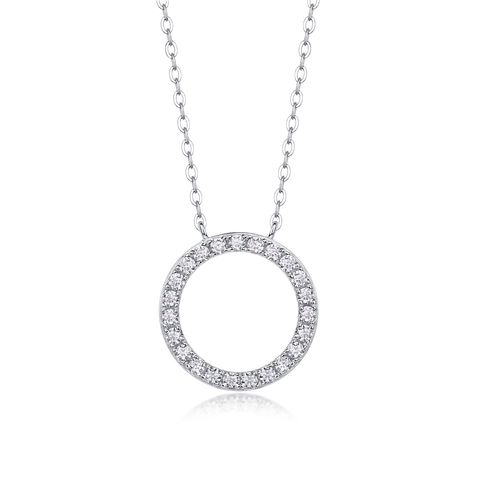 925 Sterling Silver Moissanite Pendant Necklace For Women Elegant Hollow Round Geometric Inlaid Chain Jewelry Accessory Gift