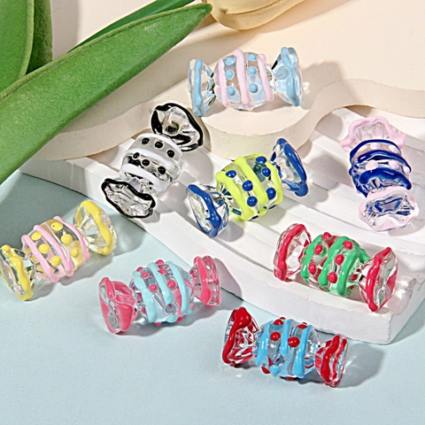 Candy Shaped Beads Hand Painted Acrylic Transparent For DIY Jewelry Making Phone Chain Bracelet Sweet Style