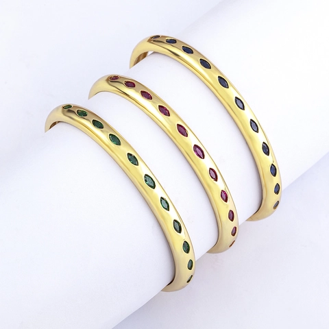 18k Vergulde Koperen Open Manchet Armband Voor Dames Met AAA Marquise Zirkonia Verstelbare Minimalistische Elegante Sieraden