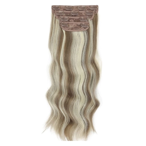 Extension Capelli Sintetici Clip In Lunghe Ondulate Lisce Fibra Resistente Al Calore Look Naturale Per Donne