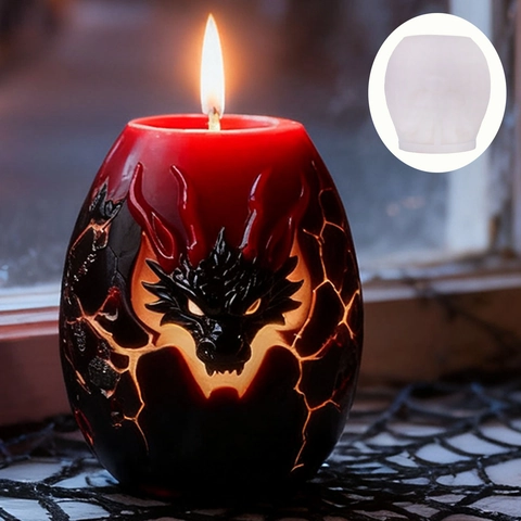 Drakenkop Reliëf Ei Vorm Kaars Siliconenvorm DIY Aromatherapie Zeep Epoxyhars Ambachtelijke Vorm Huis Decoratie Ornament