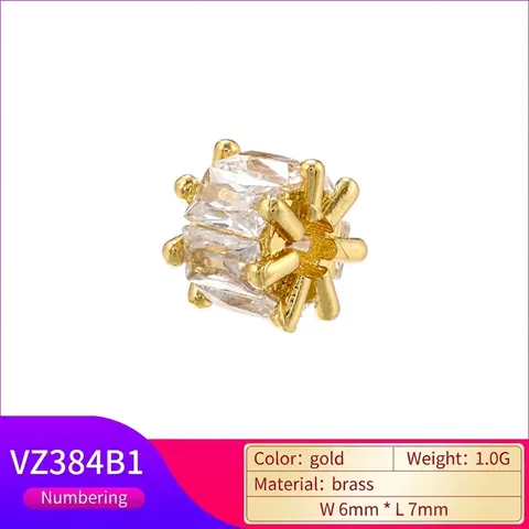 Baguette Zirkonia Zylindrische Zwischenperlen Messing 18K Vergoldet Für DIY Armband Halskette Herstellung